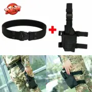 2" Nylon Duty Belt + Left Hand Pistol Gun Drop Leg Thigh Tactical Holster Black
