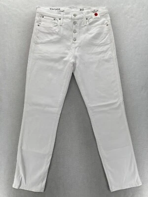 J.Crew 10" Vintage Slim Straight Jean Women's 31T White Stretch Denim Button Fly