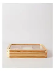 [Design Studio] Flat Wood Glass Top Jewellery Box in Brown