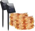 Solar String Lights Outdoor,2 Pack 32M/104.96Ft 320 LED Copper Wire Light Waterp