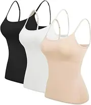 [LYCZMKSF] Braforu Bra, Women's Fit Camisole with Built in Bra - Spaghetti Straps Camis Tank, Camisole Bras for Women with Support (3pcs-B,Medium)