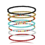 7 Pcs/set European and American Summer Beach Boho Rice Bead Color Anklet Jewelry