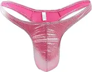 [Generic] Sexy Men Imitation Leather Mens Thong Sexy Seamless Butt T Pants Men Gadgets Men (b-Red, One Size)