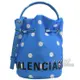 【全新現貨 優惠中】BALENCIAGA 巴黎世家 619458 電繡LOGO圓點帆布迷你兩用水桶包.藍現金價$17,800