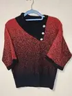 Adrienne Vittadini Sweater Size Small Red Ombre Glitter Pullover Top