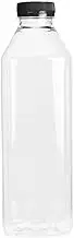 1000ml Square Bottles Clear PET Plastic With Tamper Evident Lids Pack of 9