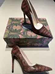 PRADA Patent Pink Pumps Heels Stiletto Shoes Size 37.5 With Box And Dust Bags