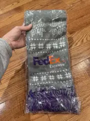 Custom Fed Ex Cotton Blend Holiday Snow Flake Knitted Scarf
