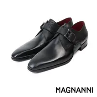 在飛比找momo購物網優惠-【MAGNANNI】半壓紋橫飾單扣孟克鞋 黑色(23491-