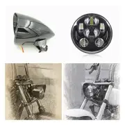 5.75" gloss black LED daymaker headlight Harley SPRINGER FLSTS Heritage FXSTS