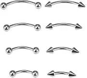 [Dyknasz] Eyebrow Piercing Jewelry Surgical Steel Curved Barbell Tiny Eyebrow Ring Vertical Labret Lip Jewelry Ear Rook Navel Small Belly Button Ring for Women Men 20g 16g 6mm/8mm/10mm/12mm