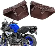 Motorcycle Saddlebags Tool Bag - Vintage Leather Tool Saddlebags | PU Leather Motorcycle Bags for Most Adventure and Sport Racks, Storage Pouch, Side Bags for Motorcycle