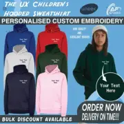 Personalised Custom Embroidered Uneek Children’s Hooded Sweatshirt Sports Casual