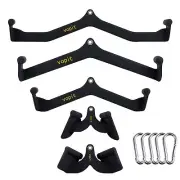 LAT Pull Down Bars Cable Machine Attachments, Rowing T-bar V-bar Set, Ergonom...