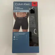 NEW Calvin Klein Men's M 3 Pack Microfiber Boxer Briefs Black/Grey