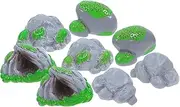 IWOWHERO Artificial Garden Rocks 8pcs Micro Landscape Miniatures Handmade Resin Ornaments for DIY Fairy Garden