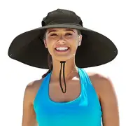 Women Super Wide Brim Sun Hat UPF50+ Waterproof Bucket One Size C05-army Green
