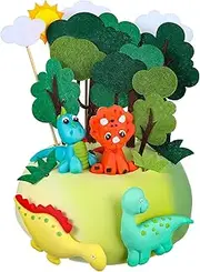 Dinosaur Cake Toppers Forest Series Dinosaur Decoration 16 Pieces Dino Jungle Safari Party Supplies Personalized DIY Cake Cupcake Inserts for Baby Shower Birthday Dinosaur Theme Party Favors