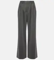 [Wardrobe.NYC] Wardrobe.NYC Low-rise wool flannel wide-leg pants UK 10 grey
