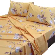 Yellow Floral Bed Sheet Set 4 Piece