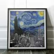 Van Gogh's The Starry Night & New York - Van Gogh Canvas Print Art Gift Wall