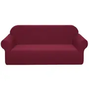 Waterproof Sofa Cover Elastic Sofa Cover Soft Solid Color Sofa Cover Stretch Slipcover Sofa Protector Cover -Wine Red