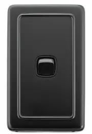 Tradco 5342 1 Gang Flat Plate Rocker Switch Matte Black