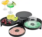MAOPINER 3-Tier Bar Glass Rimmer Bartender Tool with Sponge, 3-Tray Black Plastic Glass Rimming Sugar Lime Juice Salt Glass Rimmer Tray for Cocktails Margaritas Bloody Marys and Gimlets
