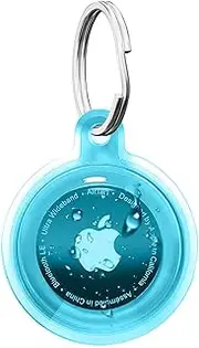 YOKRWO for Airtag Holder，for Air Tag Case，Waterproof for Apple Airtags Case with Keychain，Anti-Scratch for Air Tags Key Chain for Keys，Luggage，Accessories for GPS Item Finder Tracker，Clear Blue