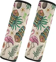 Car Seat Belt Covers 2 Pack Breathable Car Safety Seat Belt Strap Shoulder Pad Backpack Shoulder Strap Pad Cover Car Accessories for Adults and Kids M Tropical Colorful Flamingo Hope Totem