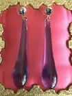 Luly Lu "Lava Lamp" Vintage Sky Blue HUGE Lucite Drop Swarovski Crystal Earrings