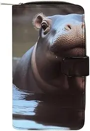 [LQWOK] Wallet, Hippos Printed Wallet,travel Wallet,durable Wallet,portable Wallet,universal Wallet,leather Wallet, Hippos, 19.7x11x3.5cm, Modern