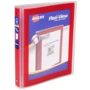 Avery 3-Ring Flexi-View Binder, 1" Round Rings, Red