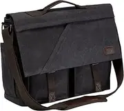 Messenger Bag for Men, Kasqo Vintage Water Resistant Canvas Laptop Bag 14-17 inch Computer Satchel Bag Business Briefcase Shoulder Bag for Work School