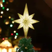 11" 16LED Tree Topper, Bethlehem Star Warm White Plastic Lighted Star Decoration