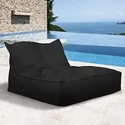 Outdoor Weatherproof Bean Bag Chair No Filler Waterproof Bean Bag Outdoor Oxford Bean Bag Cover Garden Beach Swimming Pool Floating Beanbag Pouf Chair Oxford Adults(2 seat-Black)