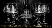 VINTAGE 2 French Etched Nautical Decanters 4 Goblets New One of A Kind