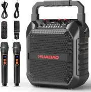 HUABAO Karaoke Machine with 2 Wireless Microphones, Portable Bluetooth Speaker