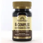 Windmill Health Vitamin B Complex With Iron, 100 Tabs (Pack of 1)