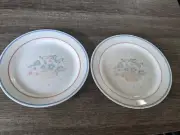 CORELLE COUNTRY CORNFLOWER DESSERT PLATES x2 GENTLY USED FREE USA SHIP READ