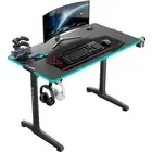 Eureka Ergonomic GIP-44B Gaming Desk with RGB lighting, USB Ports, Headset Hook