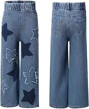 [iiniim] Wide Leg Denim Pants for Teen Girls Stretch Boot-Cut Straight Leg Jeans High Waisted Baggy Trousers