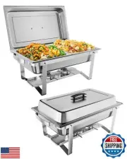 2 Pack 8QT Chafing Dish Buffet Set Stainless Steel Food Warmer Chafer Complet