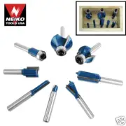 9pc TUNGSTEN CARBIDE ROUTER BIT SET STRAIGHT ROUND OVER