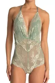 NWT Wishlist Mint Pearl Lace Teddy Bodysuit w/ Back Strap Lingerie S