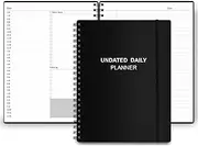 Tiankool Undated Daily Planner - with Hourly Schedules, Action Items and Follow-up, A4 Organizer Notebook to Increase Productivity, Appointment Book for Time Management, 8.5 × 11 Inch Black