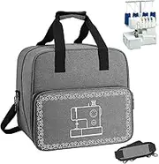 Jarttarn Sewing Machine Bag Carry Case, Machine Protective Case with Shoulder Strap and Compartments for Power Cable and Thread, Travel Storage Bag,Waterproof (Grey)
