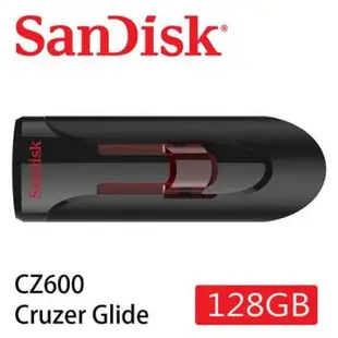 SanDisk 128G CZ600 Cruzer Glide 3.0 USB 隨身碟 /伸縮碟/紅滑蓋 公司貨