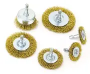 6 Pack 1/4 Inch Hex Shank Brass Wire Wheel Cup Brush Drill Bit Set Attachment