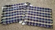 Fabric Placemats Set Of 8 Fringe Plaid Purple Cotton Rectangle Vintage 13×18